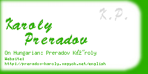 karoly preradov business card